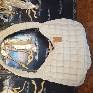 Large, Quilted, White Puffer Handbag. Looks Great, Fits Essentials And More!